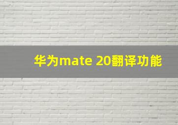 华为mate 20翻译功能